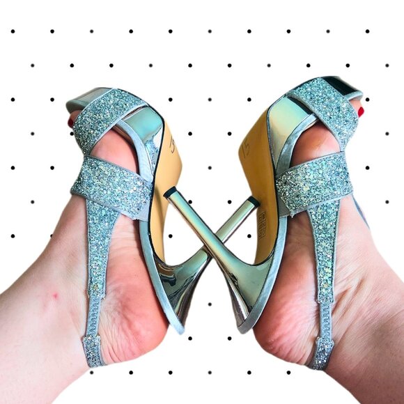 Nine West silver glitter slingback high heels - Picture 7 of 7